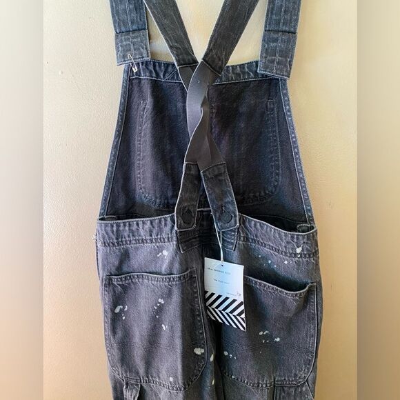 Sandrine Rose Free People denim overalls distressed painters ziggy black - Picture 13 of 16